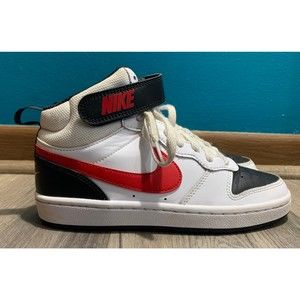 Nike CD7782-110 Court Borough Kid's Size 4Y Mid 2 White/Red/Black Sneakers
